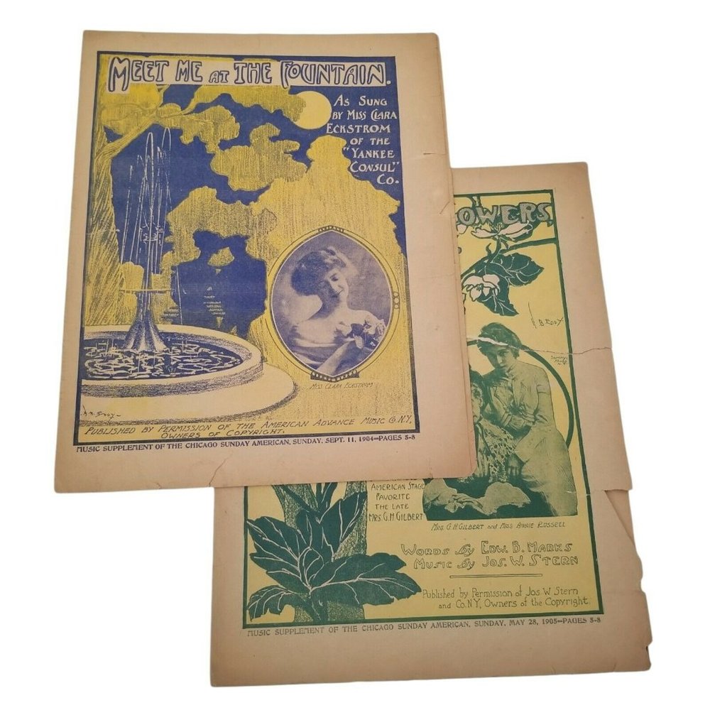 Vintage Broadway Sheet Music 1904 1905 Mrs G.H. Gilbert & Miss clara eckstrom
